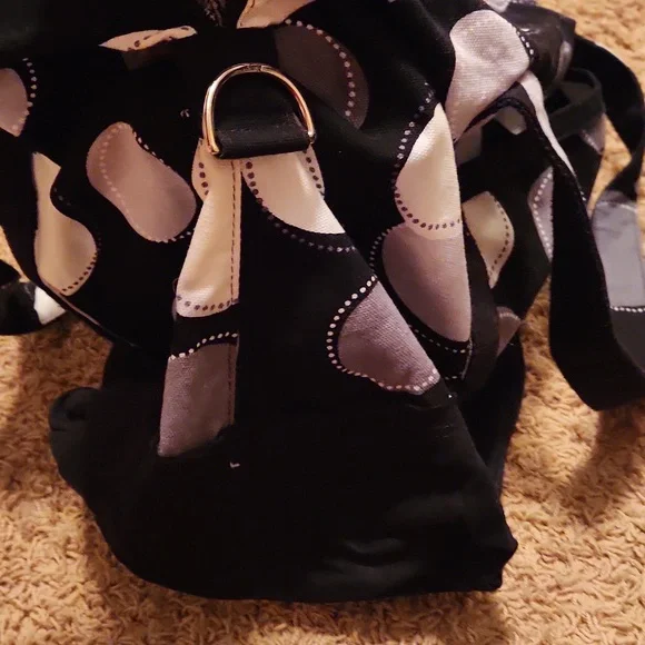 Thirty-One Polka Dot Tote Bag - Black and Gray Large Tote - Picture 9 of 13